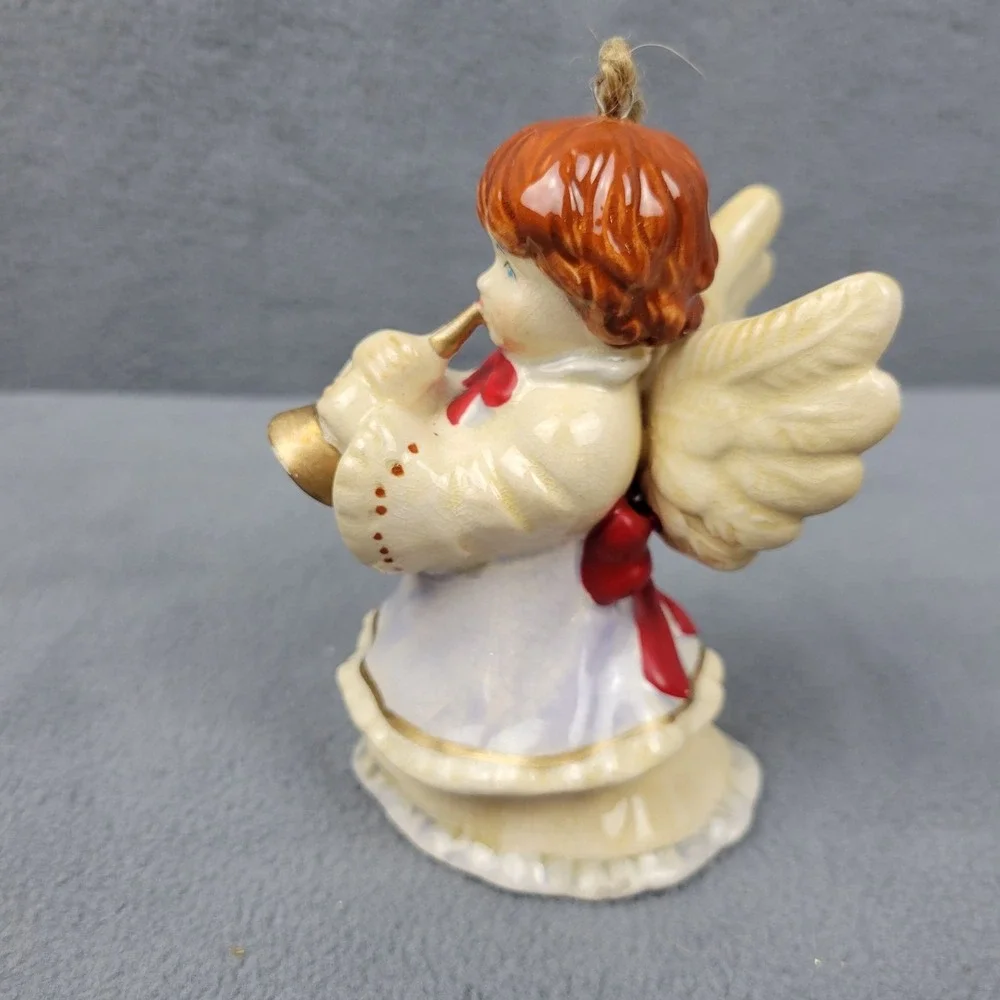 Vintage Angel Christmas‎ Ornament Red Bow & Horn Trumpet 4